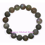 New 12.5mm Natural Labradorite Dark Moonstone Crystal Quartz Stone Elastic Bracelet, Love Gift, Size L